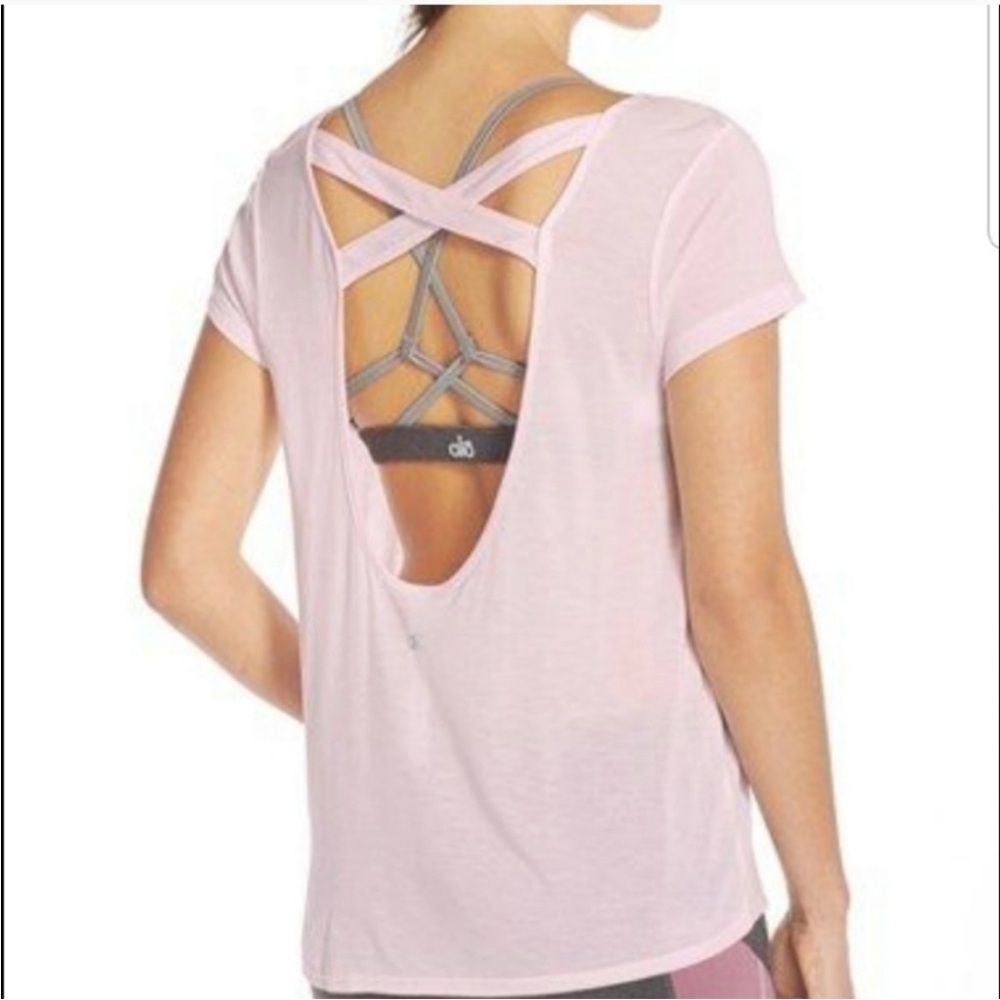 Alo Pink Criss-Cross Back Top